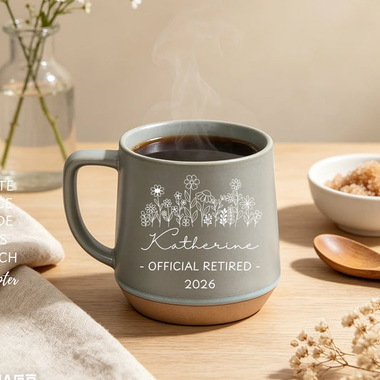 Custom Never Underestimate Retirement Conical Matte Porcelain Coffee Mug