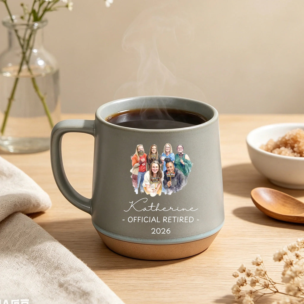 Never Underestimate Retirement Conical Matte Porcelain Coffee Mug - Custom Photo